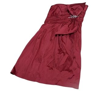 Studio y maurices red satin bow accent valentine's day dress w pockets brooch 2